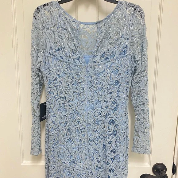 Ice blue NWT lace and sequin maxi gown - Picture 2 of 4